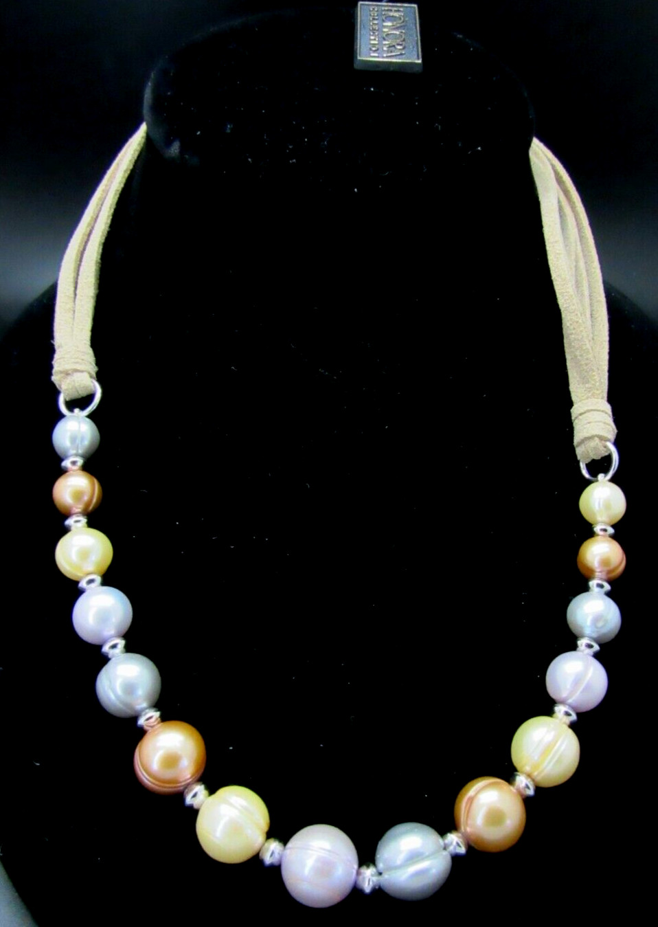 HONORA STERLING SILVER RING PEARL LEATHER NECKLACE NEW IN BOX