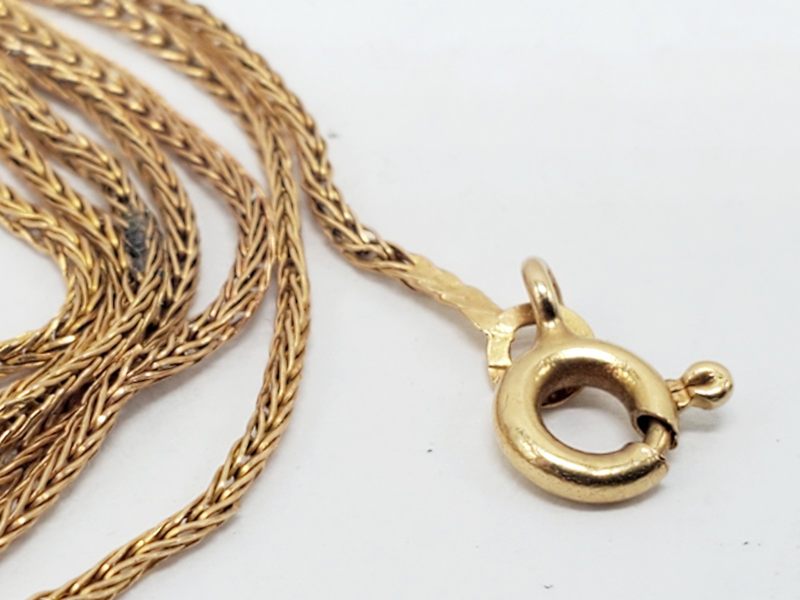 750 18K SOLID YELLOW GOLD .8mm Wheat Spiga Espiga Chain Necklace 23.5″ 2.1g