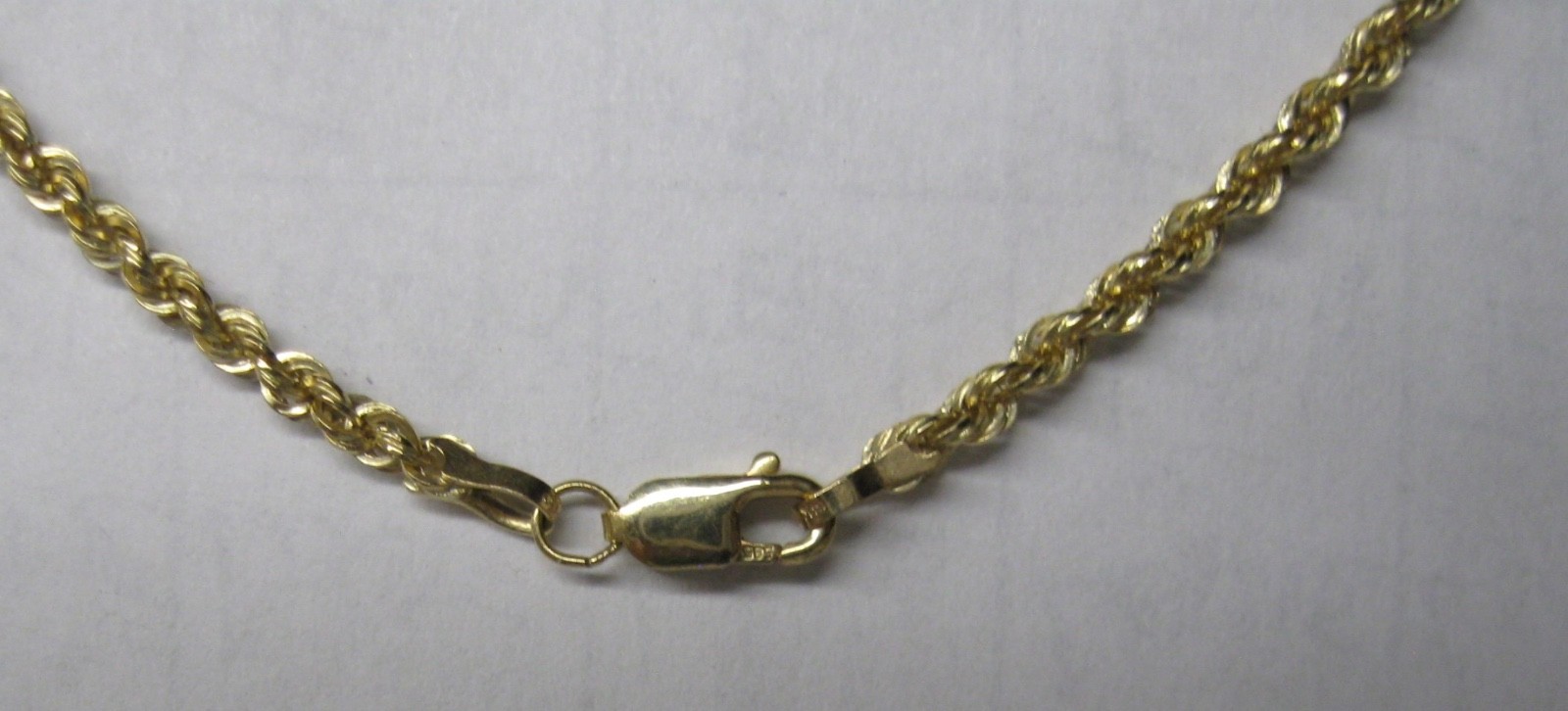 14K SOLID GOLD 16″ HOLLOW 2.3mm ROPE NECKLACE CHAIN 2.7 GRAMS