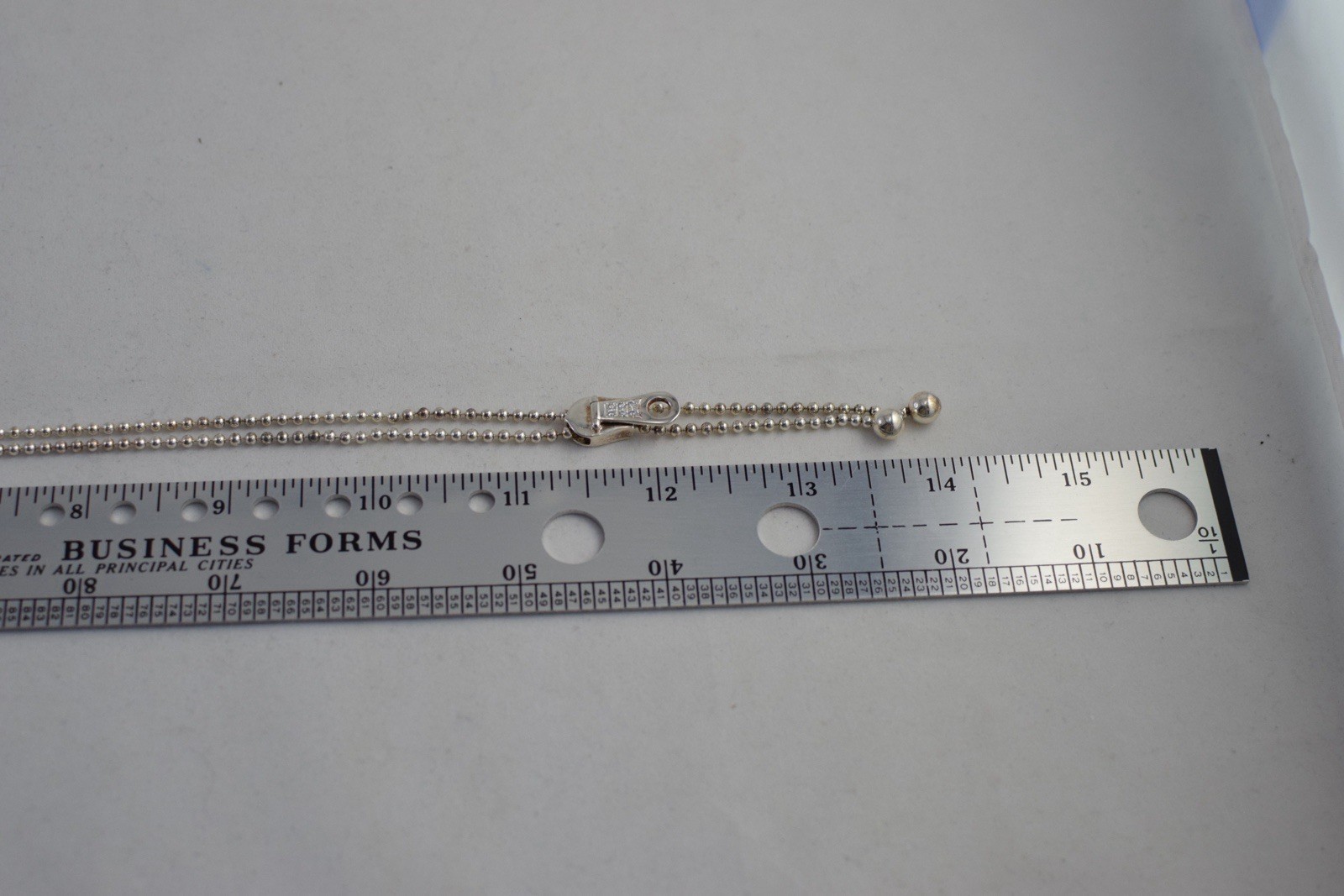VTG PRex 925 Sterling Silver Ball Chain Italy Designer Zipper Lariat Necklace