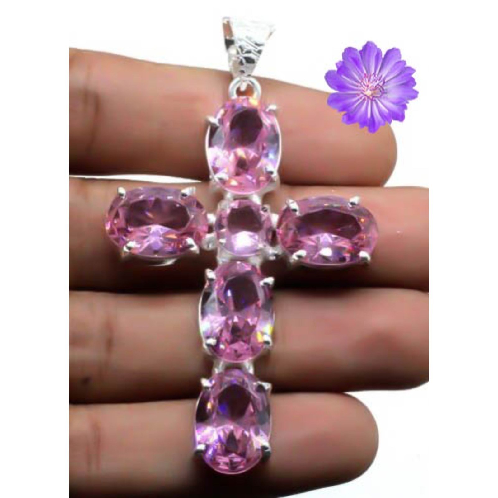 Pink Kunzite Gemstone 925 Sterling Silver Pendant Handmade Jewelry Gift For Her