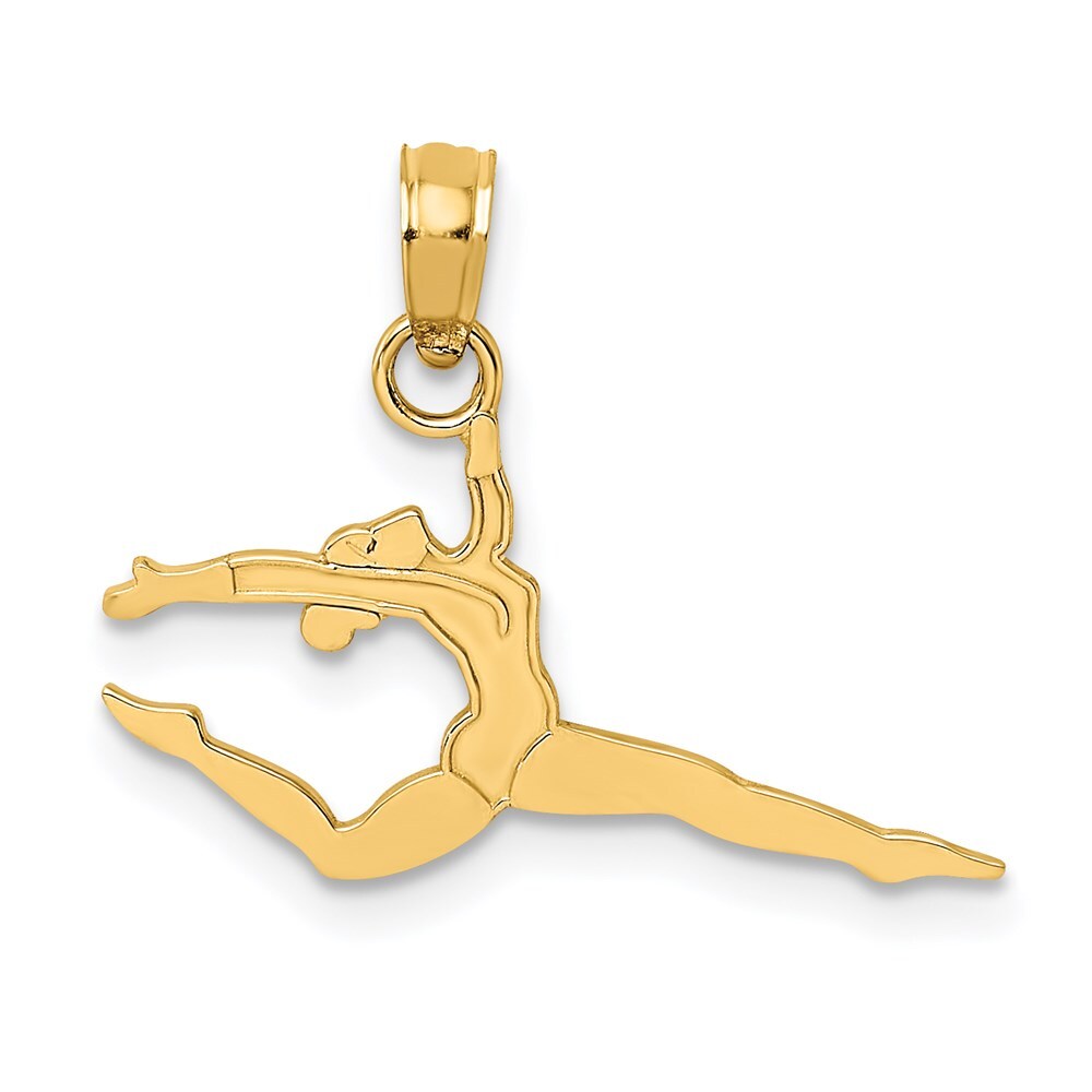 14k Yellow Gold Solid Polished Gymnast Charm Pendant 0.56gm L-0.36 in,W-0.85 in