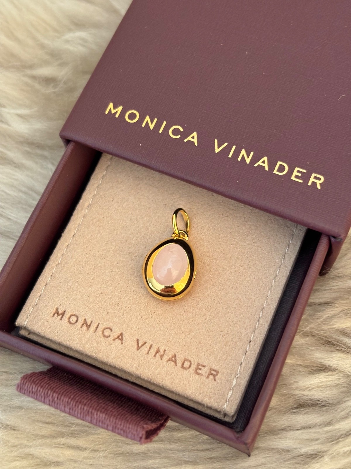 MONICA VINADER 💎 Locket 18k Gold & Rose Quartz RRP £99 Pendant