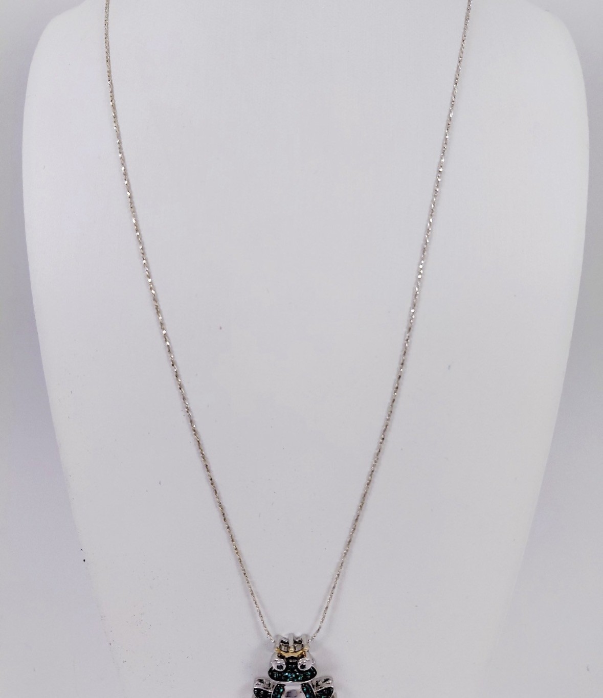 Aryan Jewels Frog Pendant 925 Silver & 14k Gold Accent with 18″ 925 Necklace