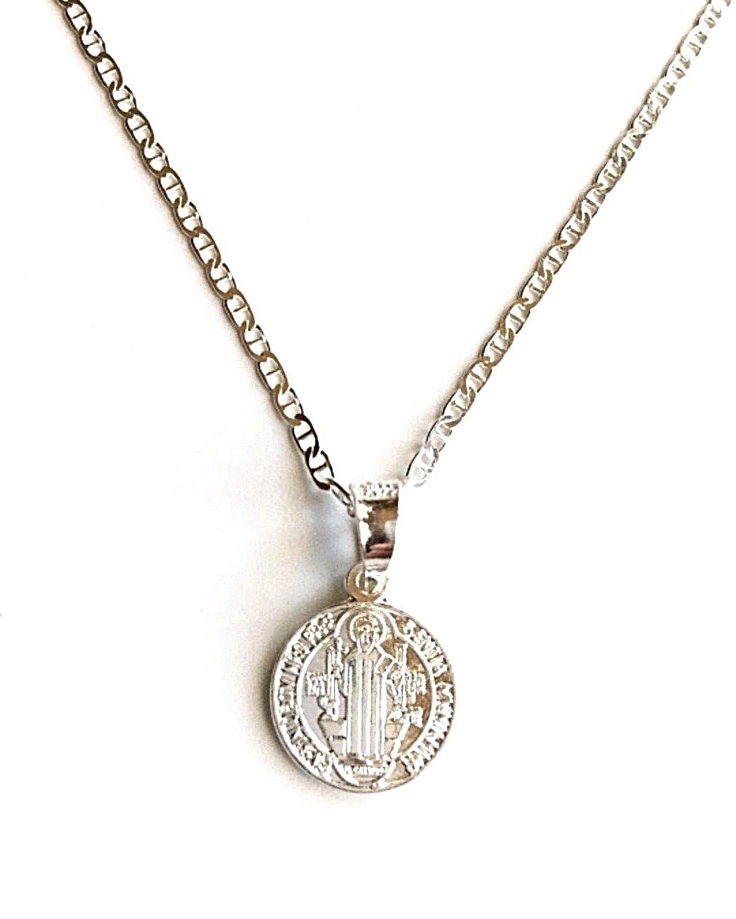 925 SILVER SAINT BENEDICT NECKLACE 18″/CADENA DE SAN BENITO EN PLATA 18″-11mm #2