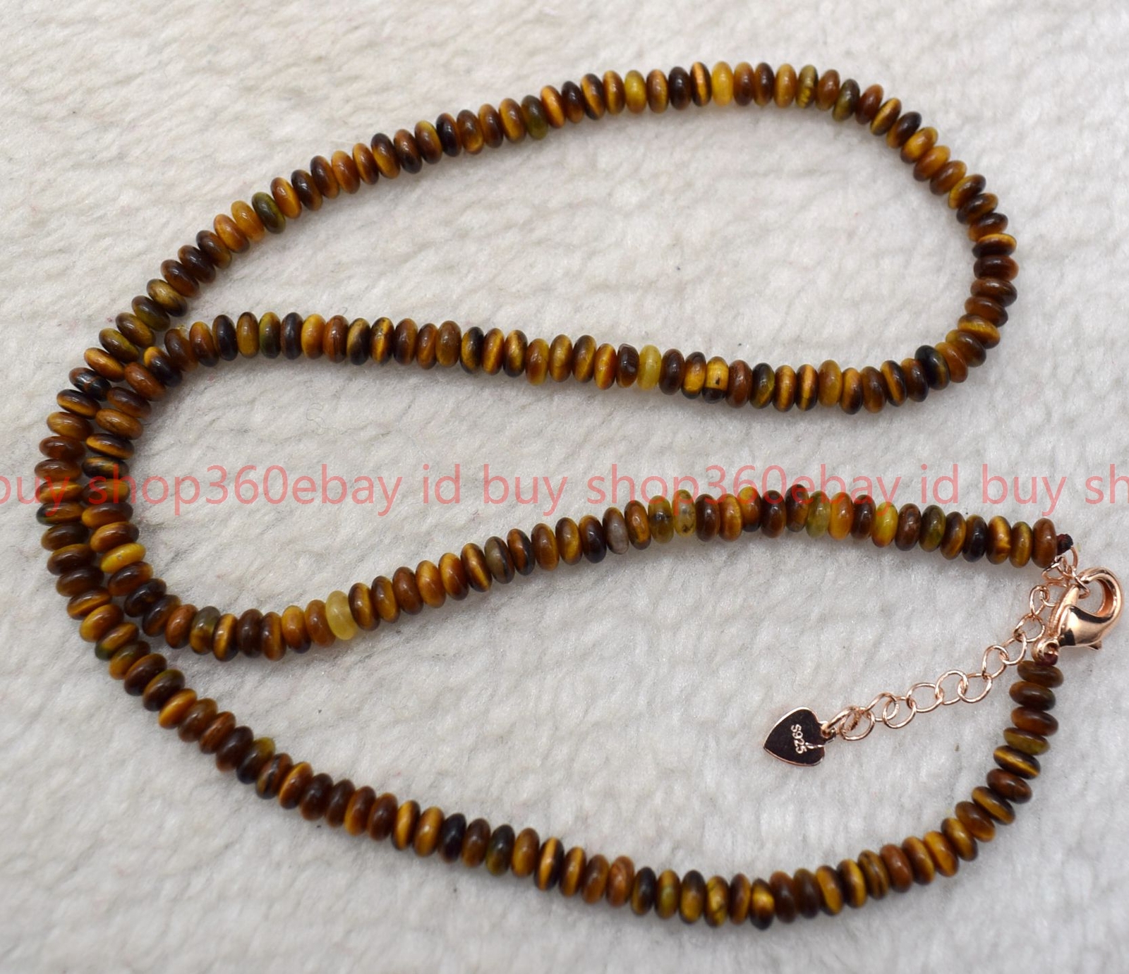 Natural Smooth 2x4mm Yellow Tiger Eye Rondelle Gemstone Beaded Necklace 16-28in
