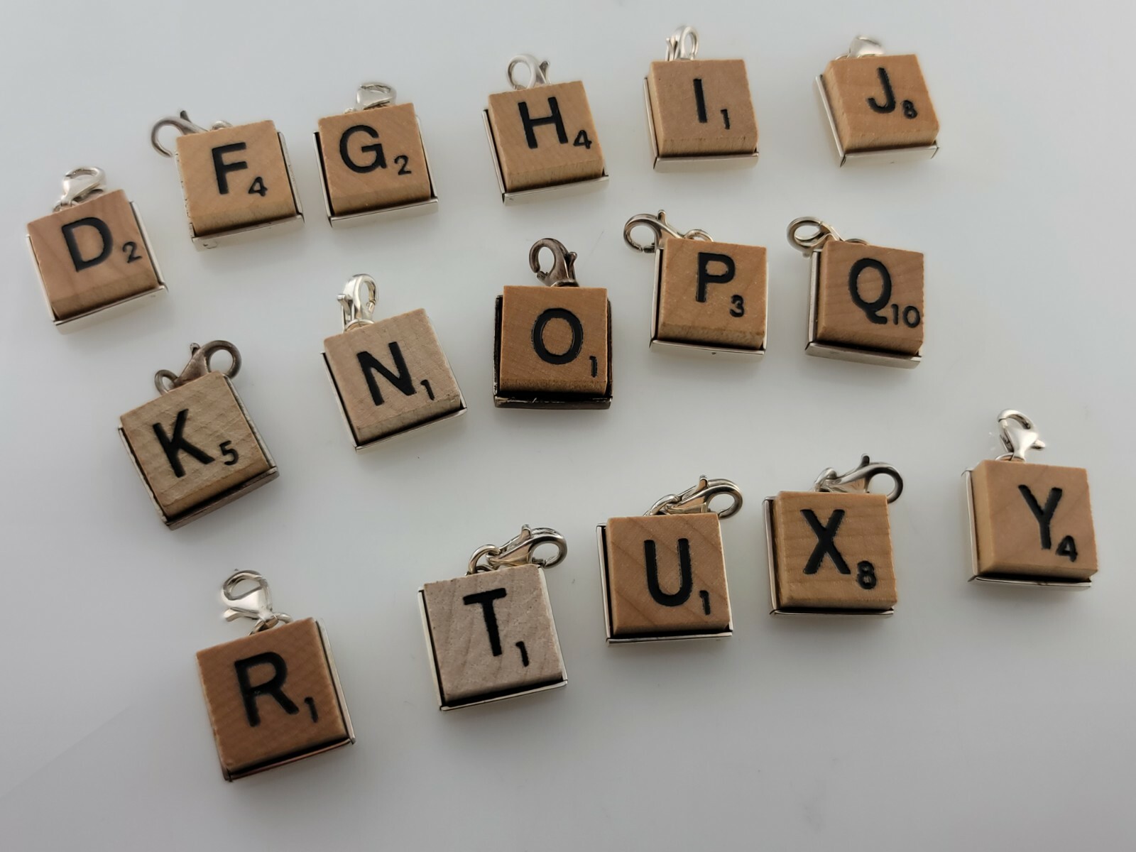 Sterling Silver & Wooden Scrabble Letter Pendant Charm ~many available ~$24 each