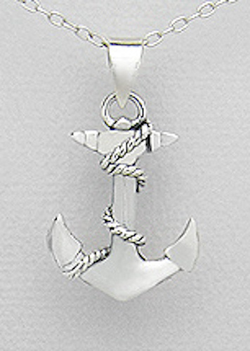 Solid 2.75g Sterling Silver Nautical Sailor Anchor and Rope Pendant 31mm (1.22″)