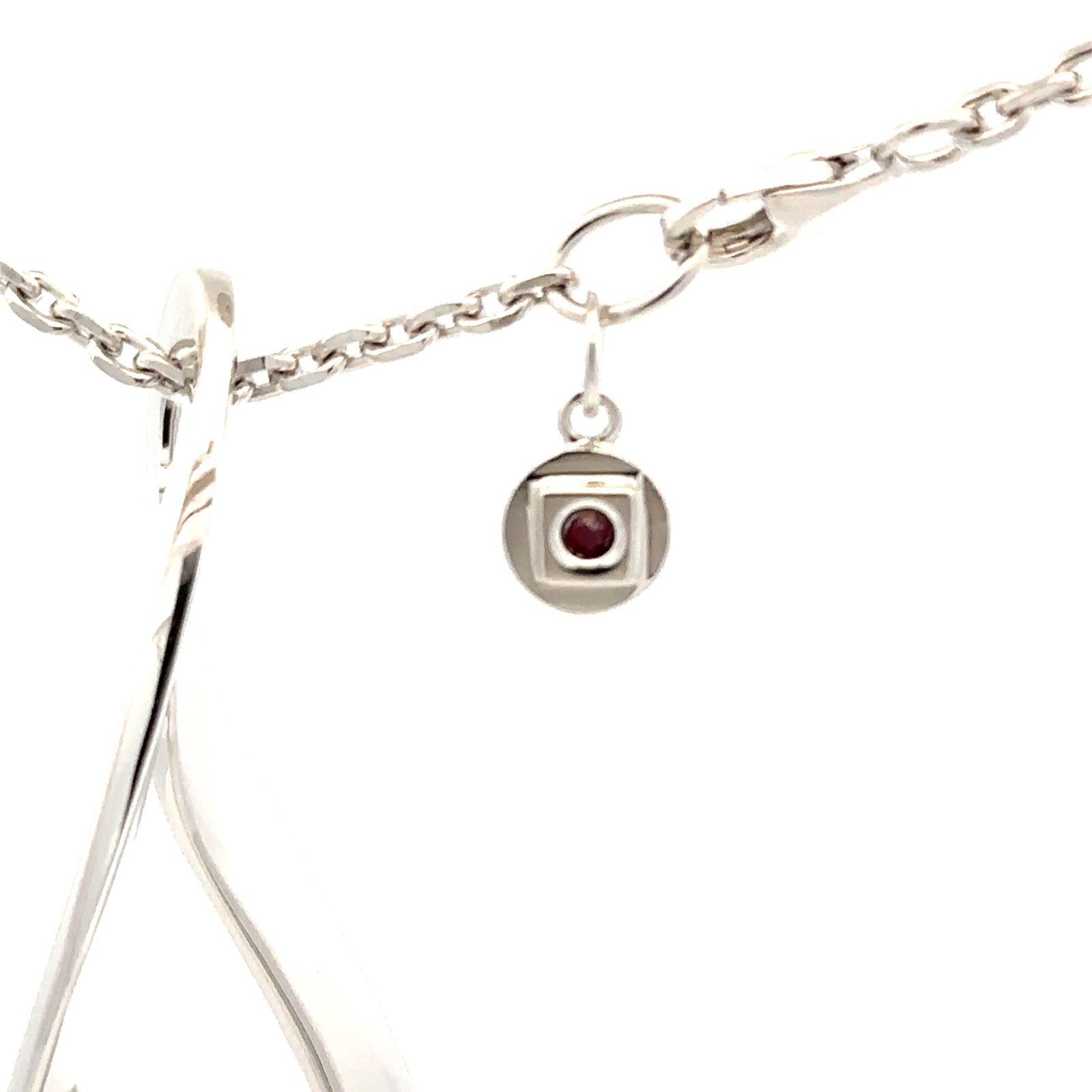 ELLE Sterling Silver Freeform Necklace (1 x 2 3/4 inch) Chain 24 Inch