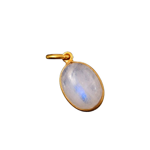 Blue Flash Moonstone Pendant 14K Gold Pear Shape Handmade Charm 3166