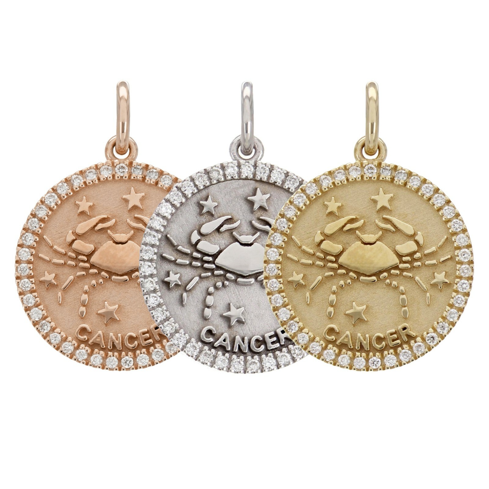 14k Yellow White or Rose Gold Diamond Zodiac Sign Charm Pendant