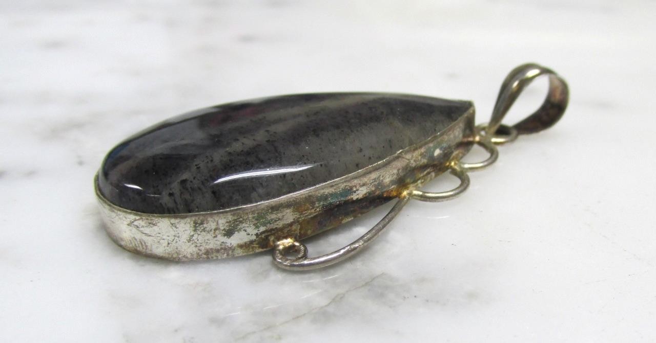 Vintage Unknown Stone Sterling Silver Dangle Pendant ~ 12.7grams ~ 2-D355