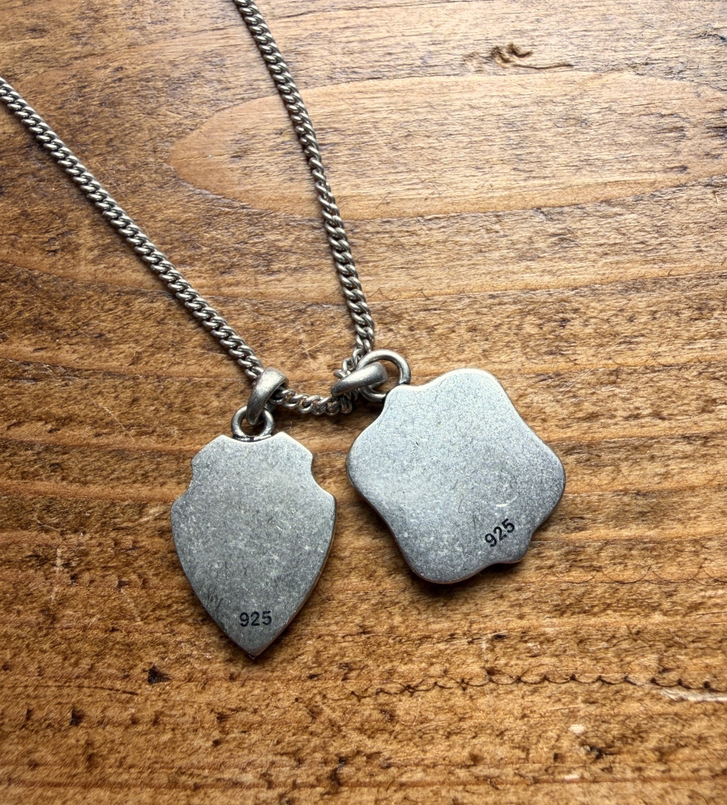 AllSaints SHIELD 925 Silver Necklace Sterling Charm Pendant Unisex Ladies Mens