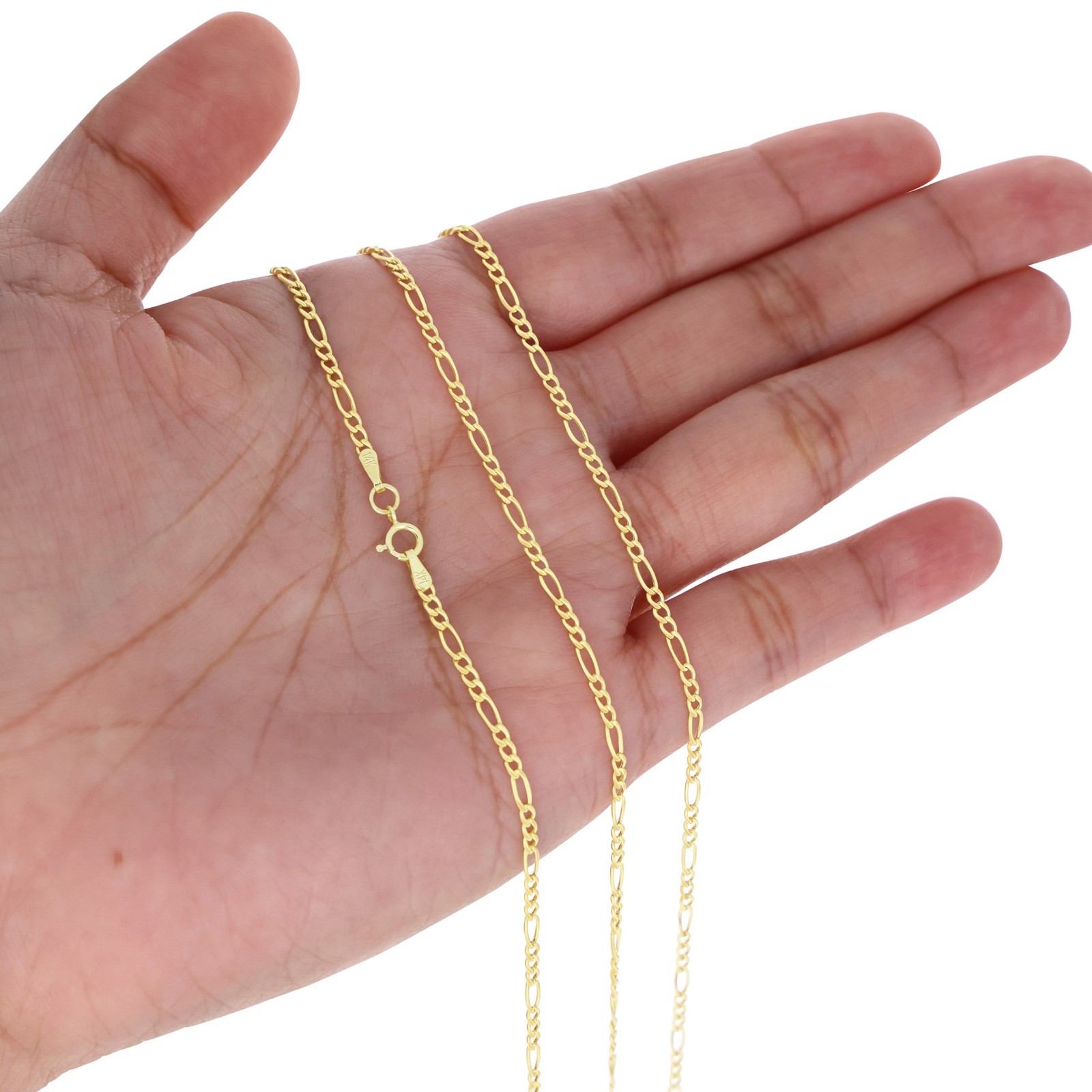 14K Yellow Gold 2mm- 8mm Figaro Chain Italian Link Necklace Mens Women 16″- 30″