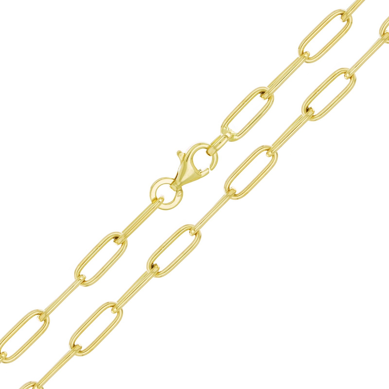 Italian 14k Yellow Gold Hollow Paper Clip Link Chain Necklace 16″ 4mm 4.7 grams
