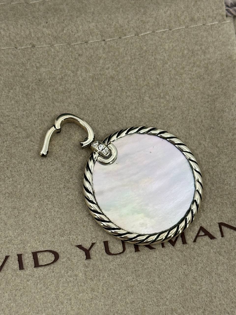 Authentic david yurman elements pendant mother of pearl, black onyx, diamonds