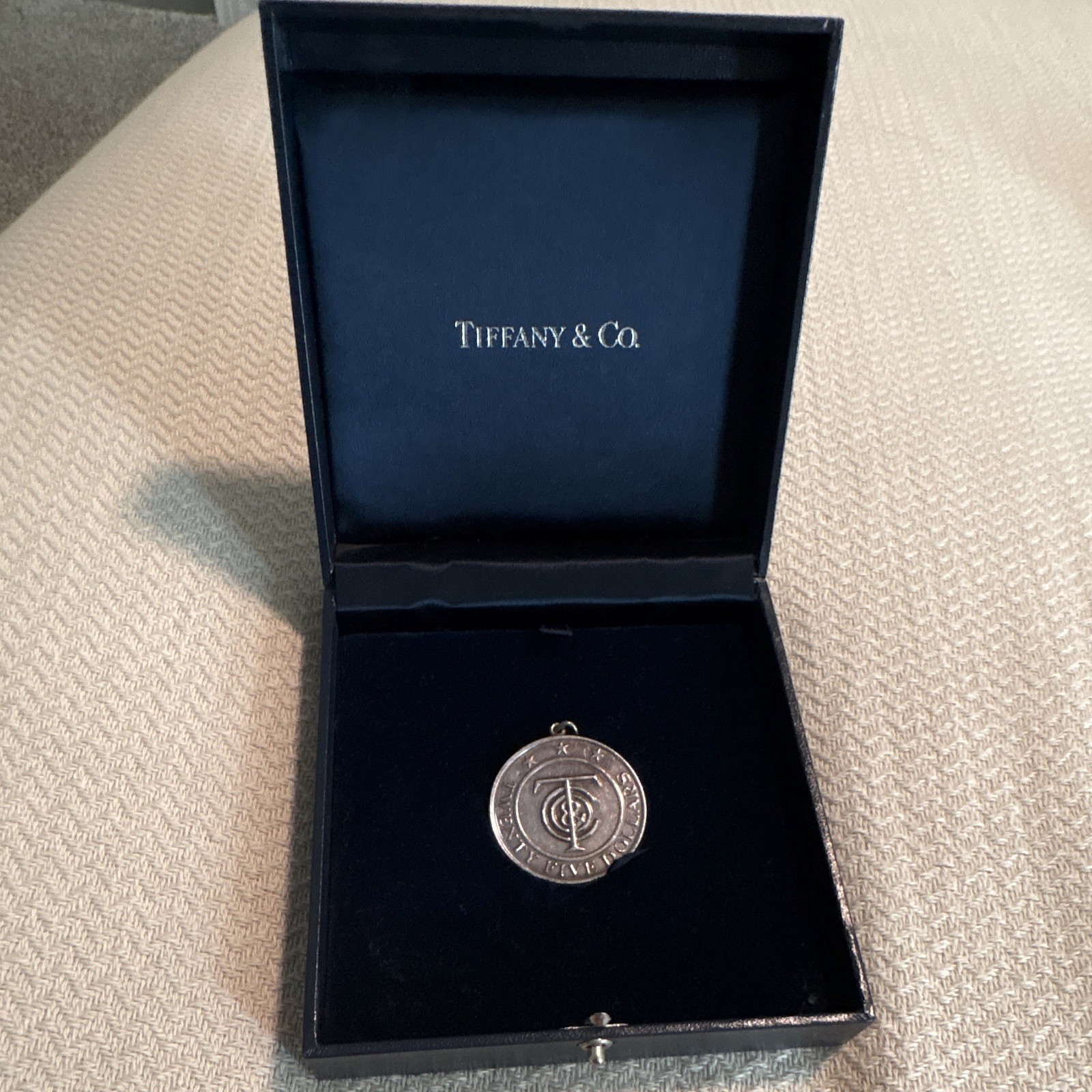 Tiffany & Co. Sterling Silver 925 Round Signed Logo Charm Pendant