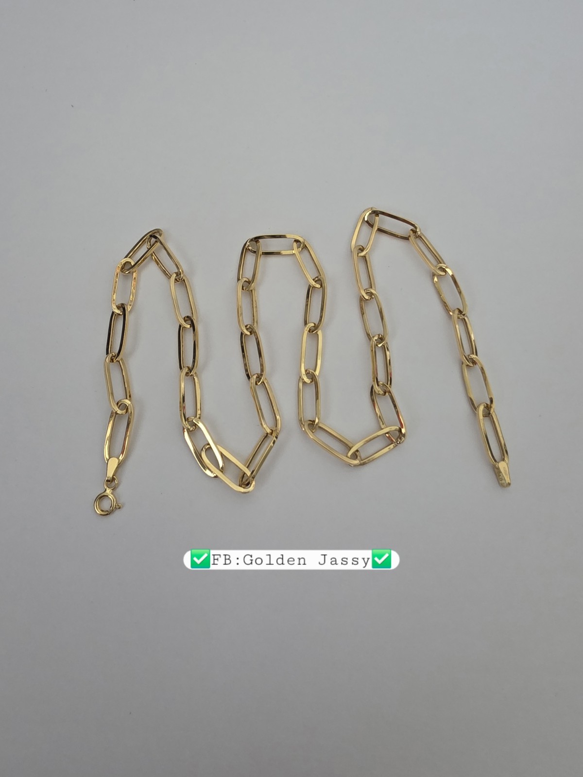 18K Real Gold PaperClip Chain 17.5″