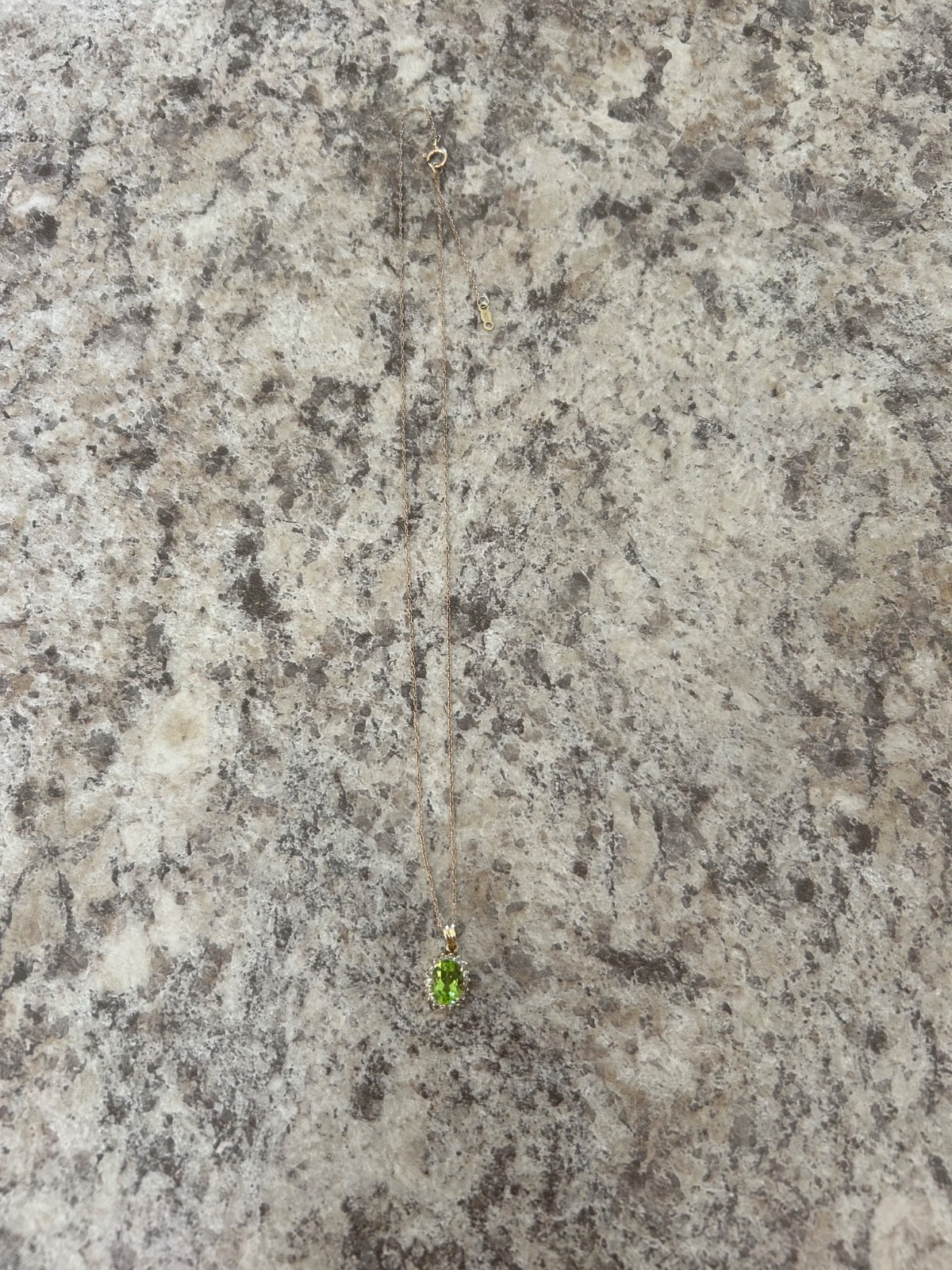 Peridot and diamond necklace solid gold