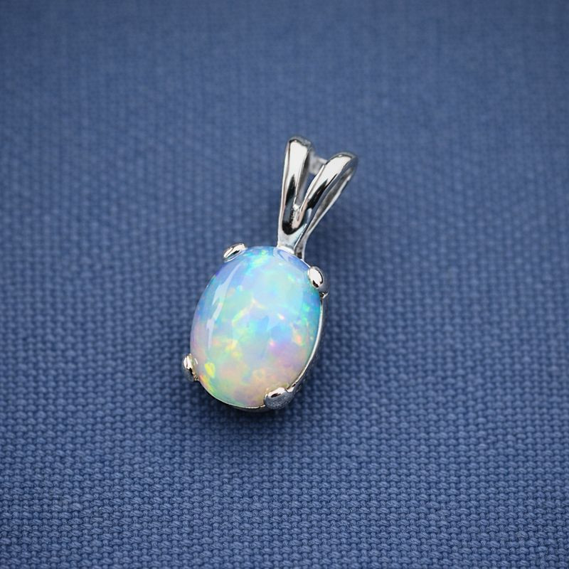 925 Sterling Silver Opal Pendant Natural Ethiopian Gemstone Jewelry 7x9mm