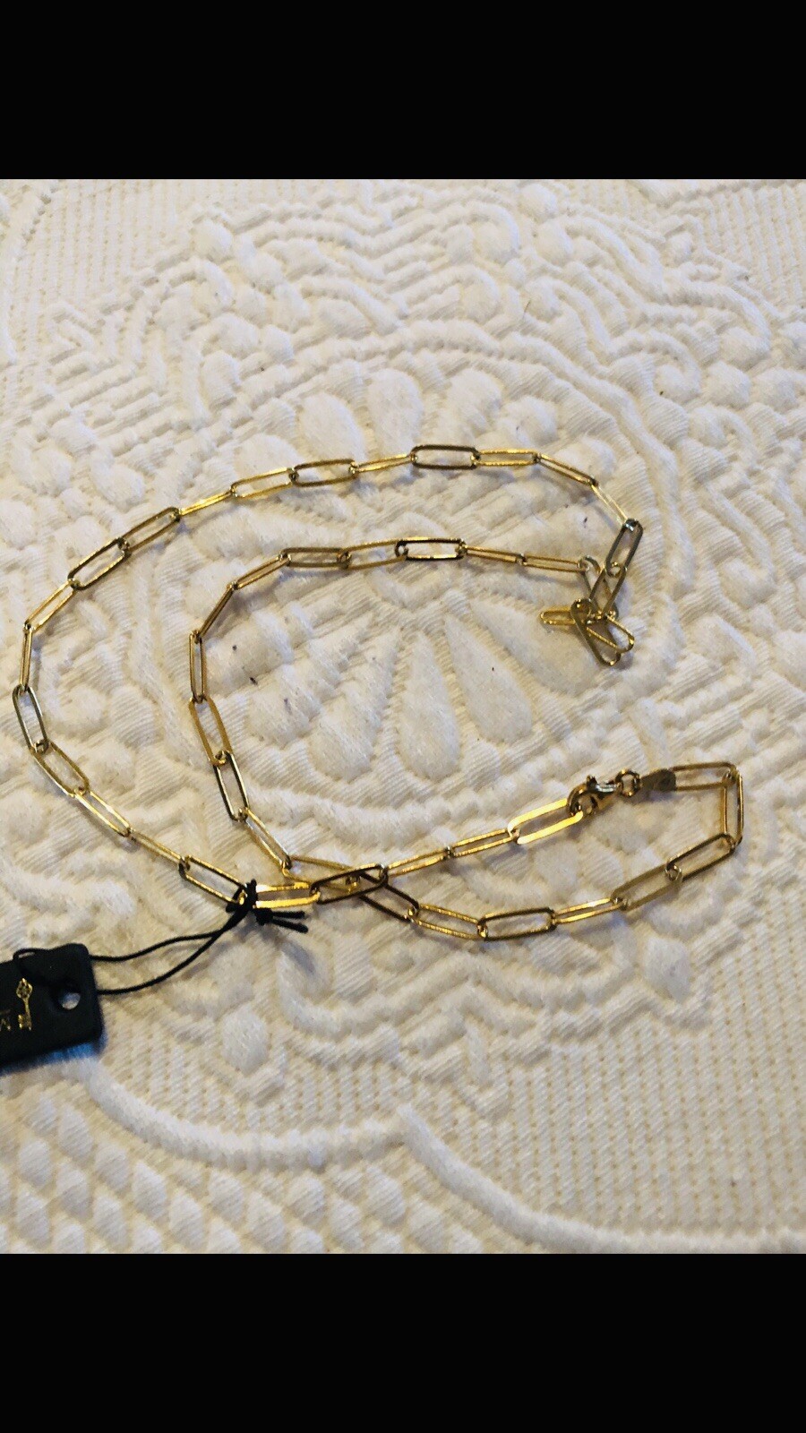 Woman’s Gold Over Sterling Silver Paper Clip Necklace Measuring 18 Inch Italy