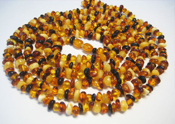 Genuine Elegant Beautiful Multicolor Baltic Amber Necklace 57 in 145 cm !!!