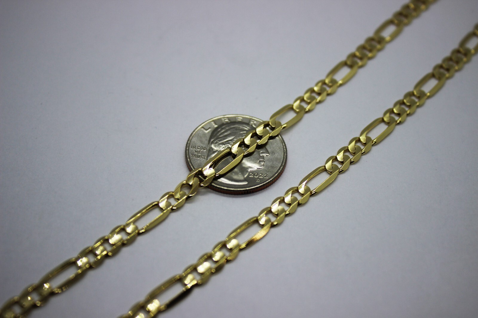 14k Solid Yellow Gold Figaro Chain Necklace Bracelet 1.9mm – 5.3mm / 7″ – 30″