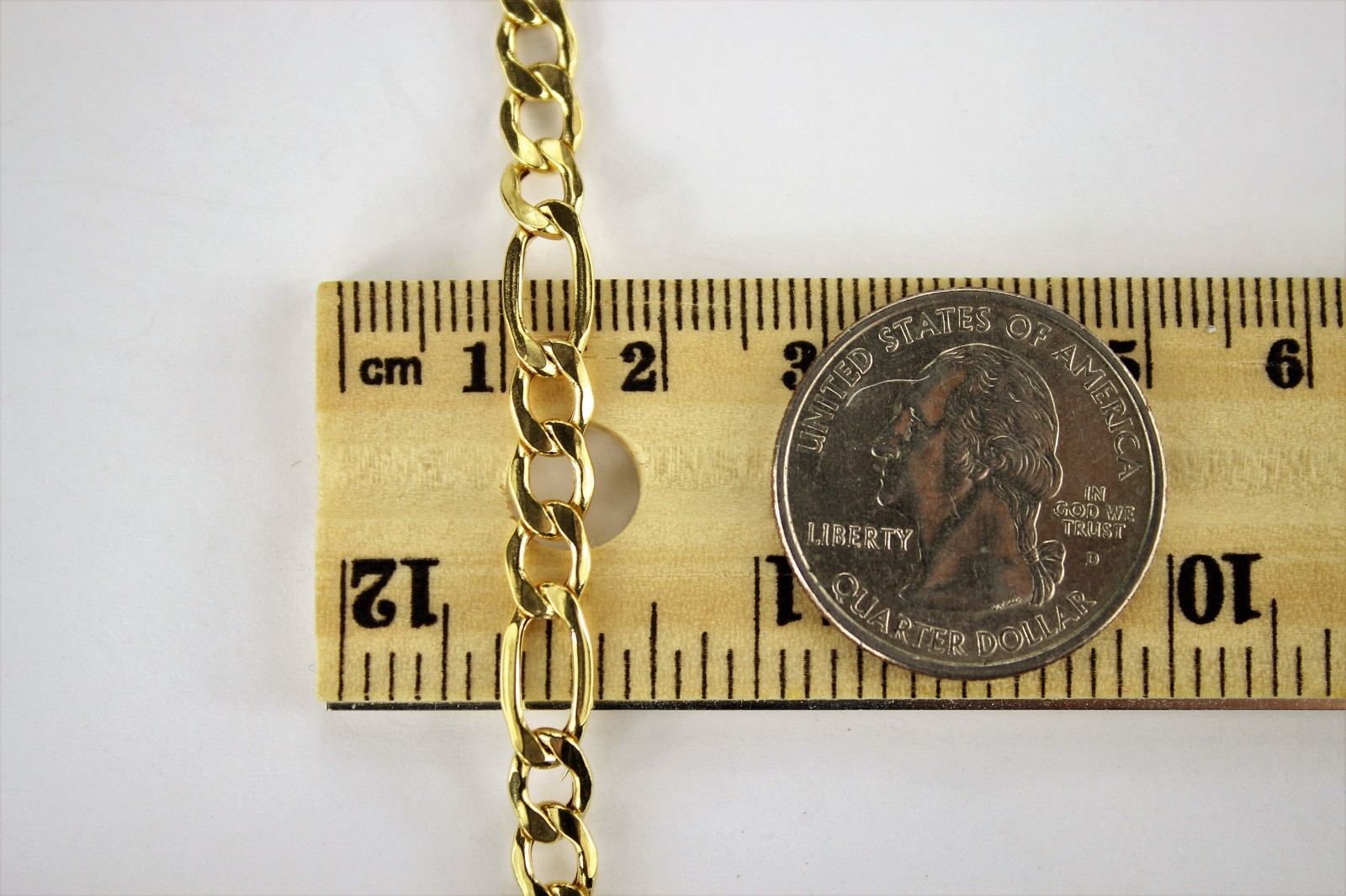 14K Yellow Gold Figaro Link Hollow Chain Necklace Bracelet 2mm ~ 7.5mm /7″ ~ 30″