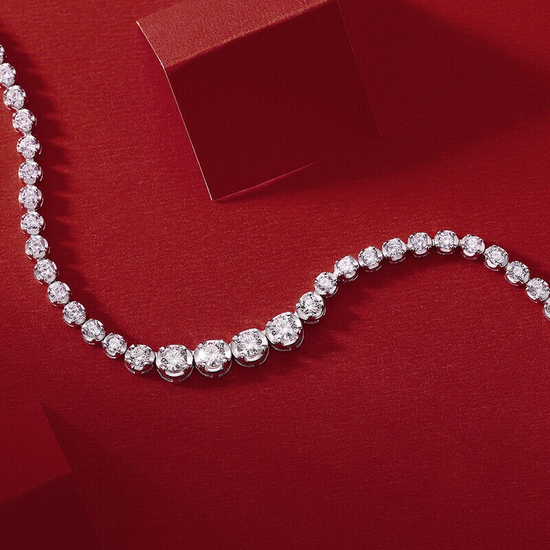4MM D VVS1 LabCreated Moissanite Tennis Chain Necklace Women 925 Sterling Silver