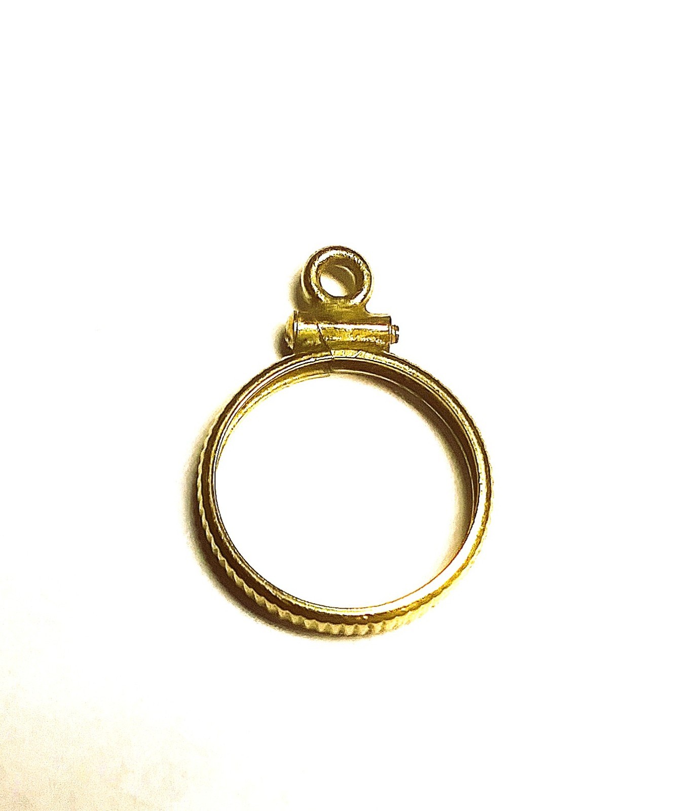 14k Gold Coin Bezel A48 Reeded Screw Top Fit US $1 Liberty Head 1849-1854 REPAIR