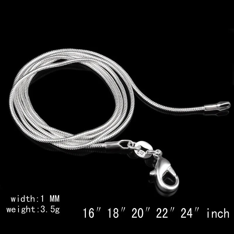 Men&Women’s 925 Sterling Silver Tarnish-Free Italian Snake Chain Necklace 16-30″
