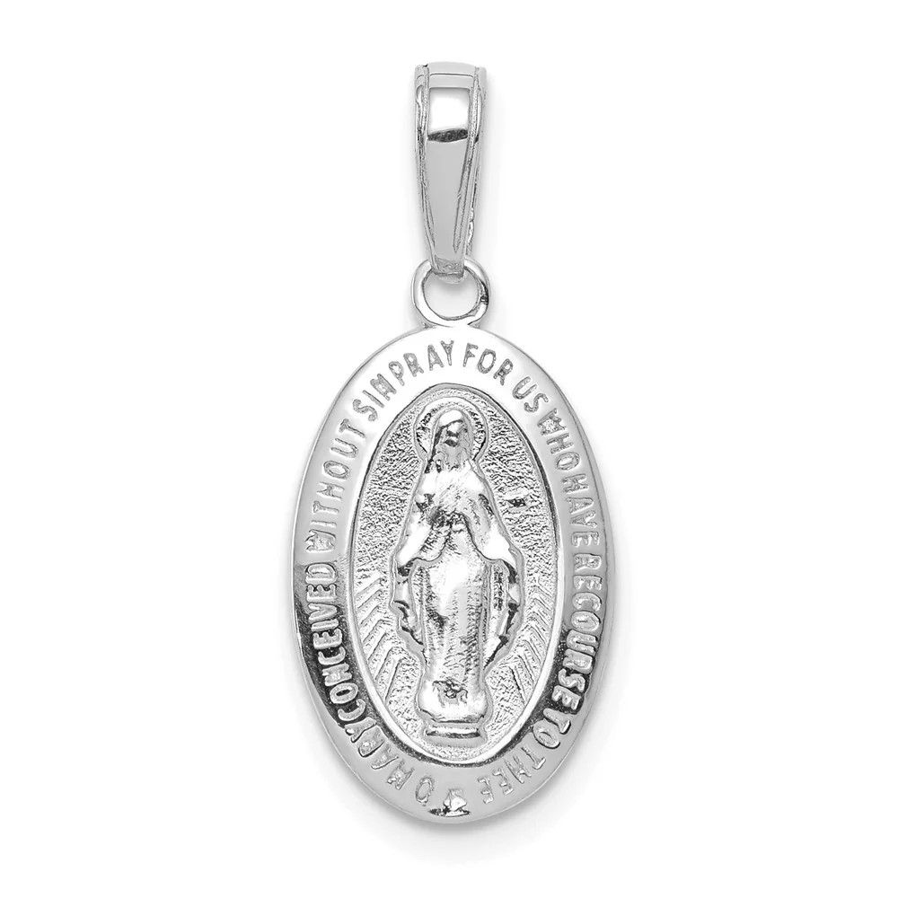 10K / 14K White Gold Miraculous Medal Pendant