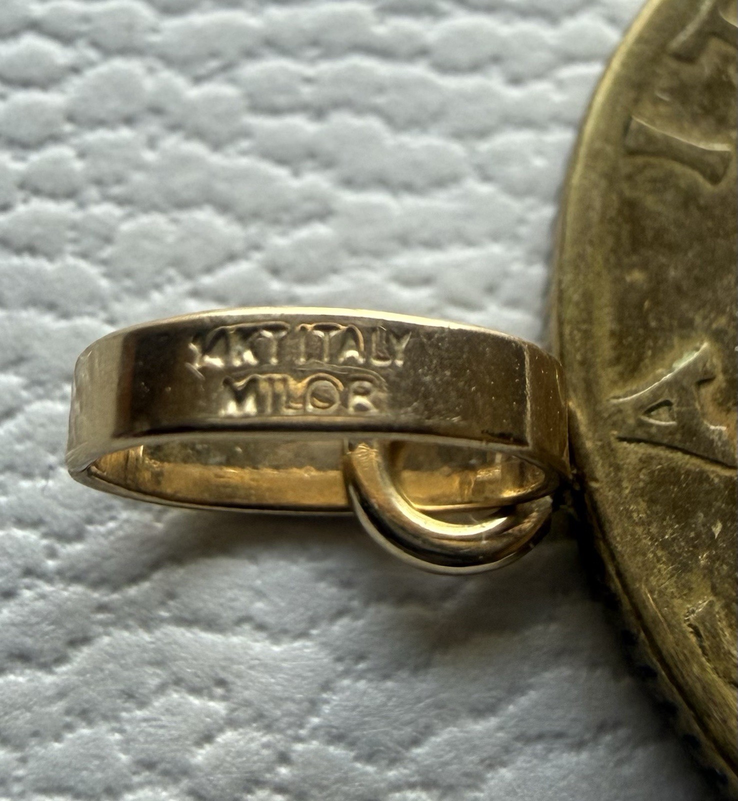 1979 Italian 200 Lire Coin Pendant Milor with 14K Gold Bail