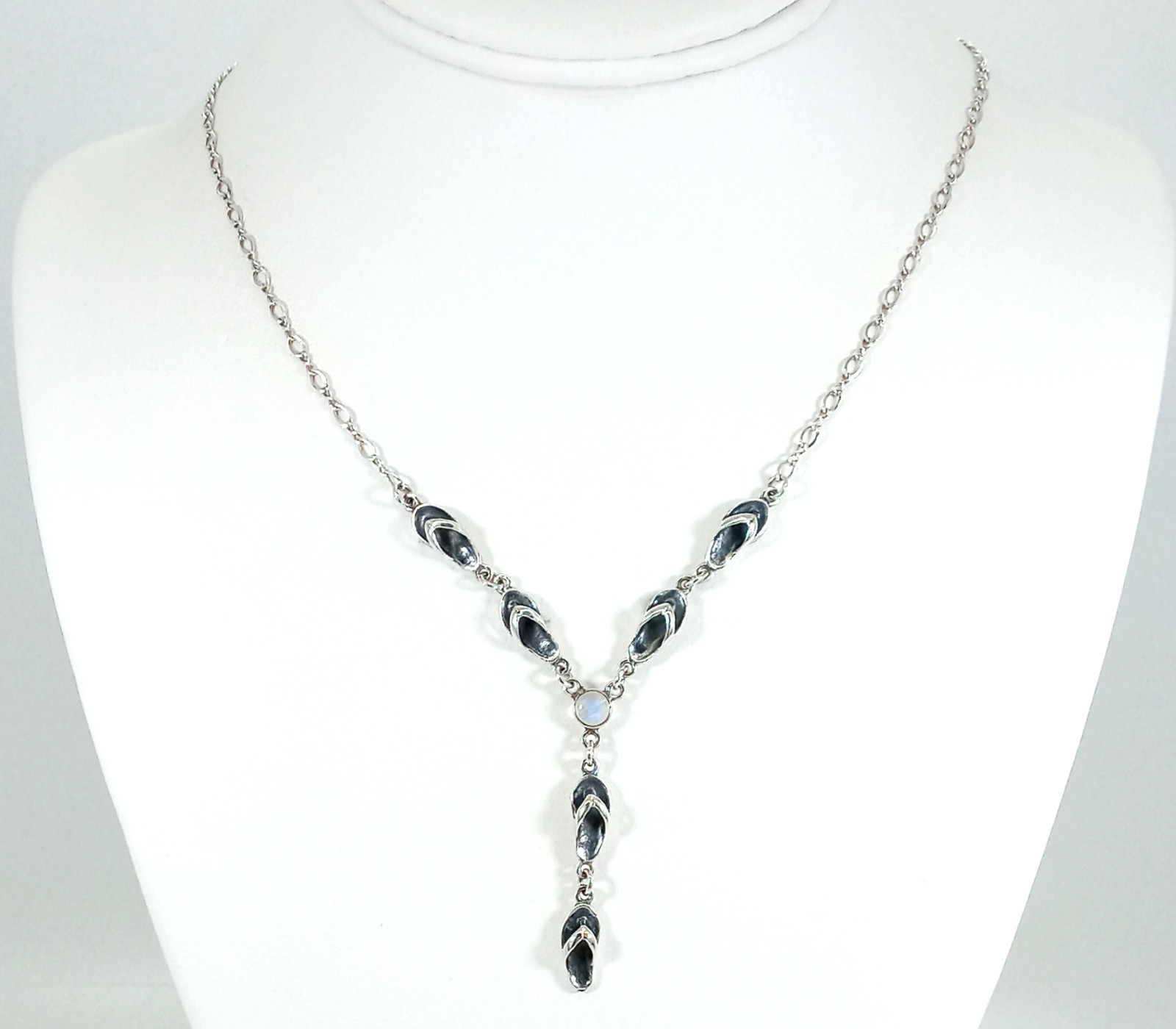 Vintage 925 Sterling Silver OOAK Rainbow Moonstone Beach Sandals Unique Necklace
