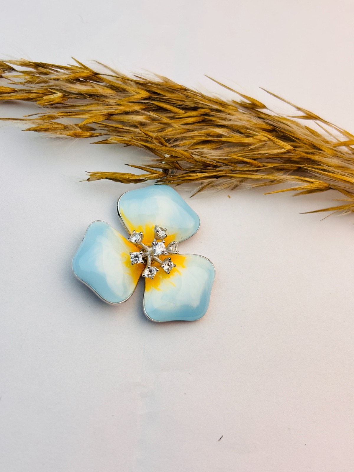 925 Sterling Silver Enamel Flower Pendant Without Chain Floral Jewelry for Women