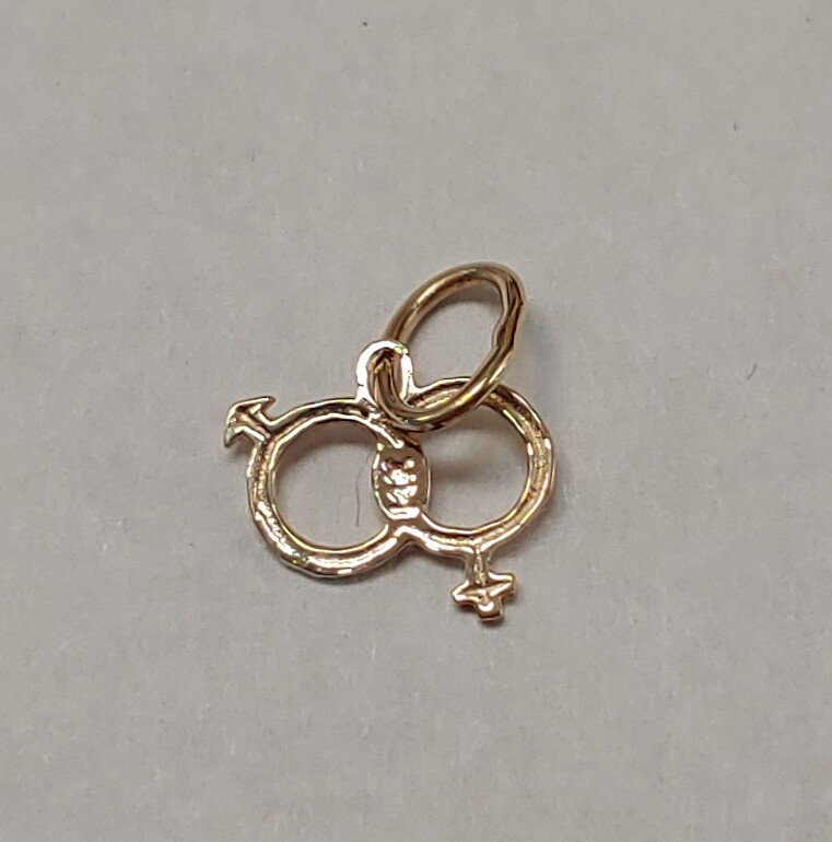 New 14k Yellow Gold Male/Female Gender Symbol Charm Pendant