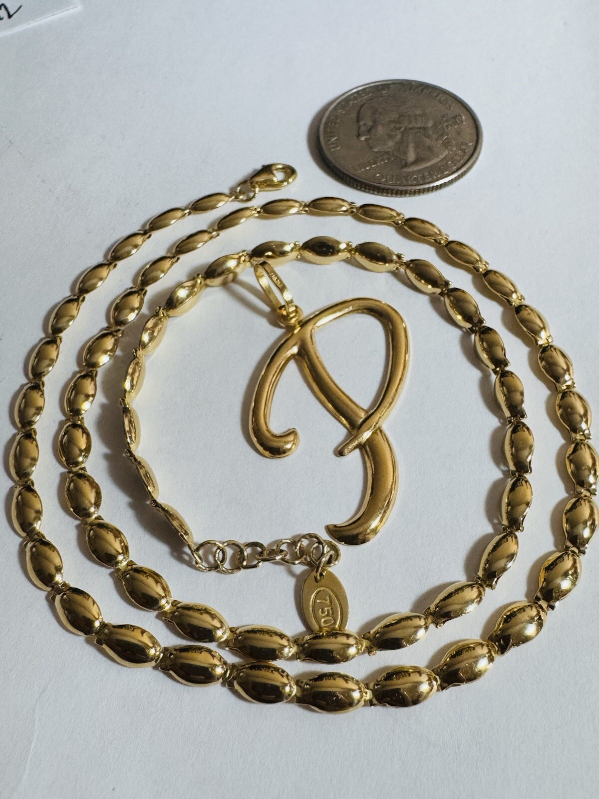 18K 750 Genuine Gold Chain Oval Link P Necklace 17”/18” Long 9.5g 3.5mm