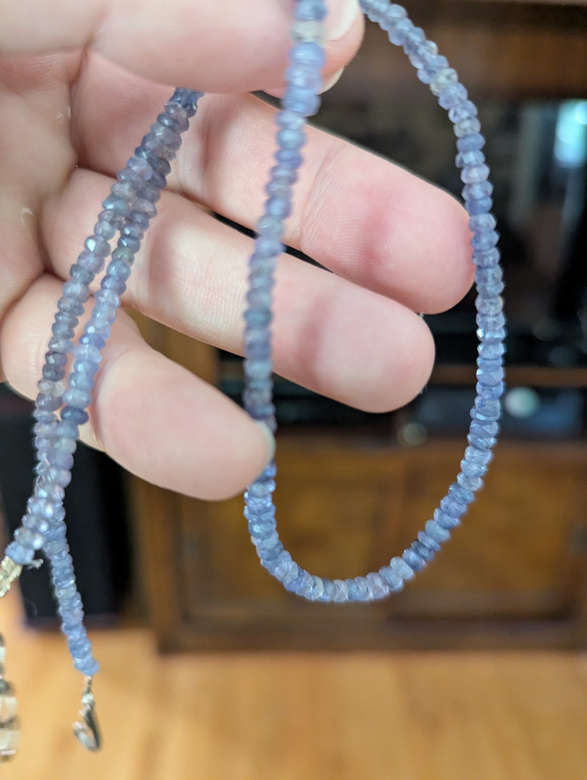 light blue Tanzanite Necklace (broken/impartial metal end) 18.26 in