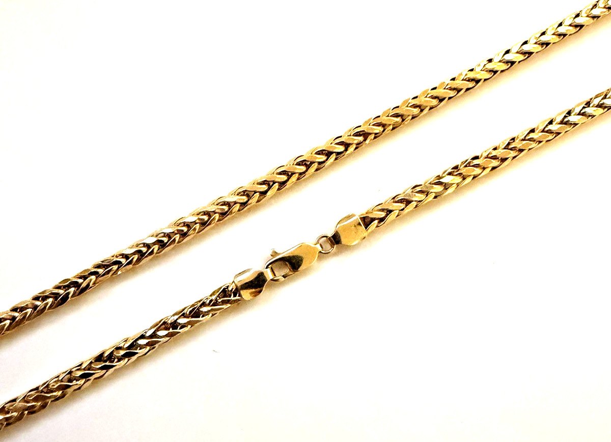 NICE Real 18K Yellow Gold Chain FRANCO HIP HOP BOX Link Necklace – 24″ SHINY