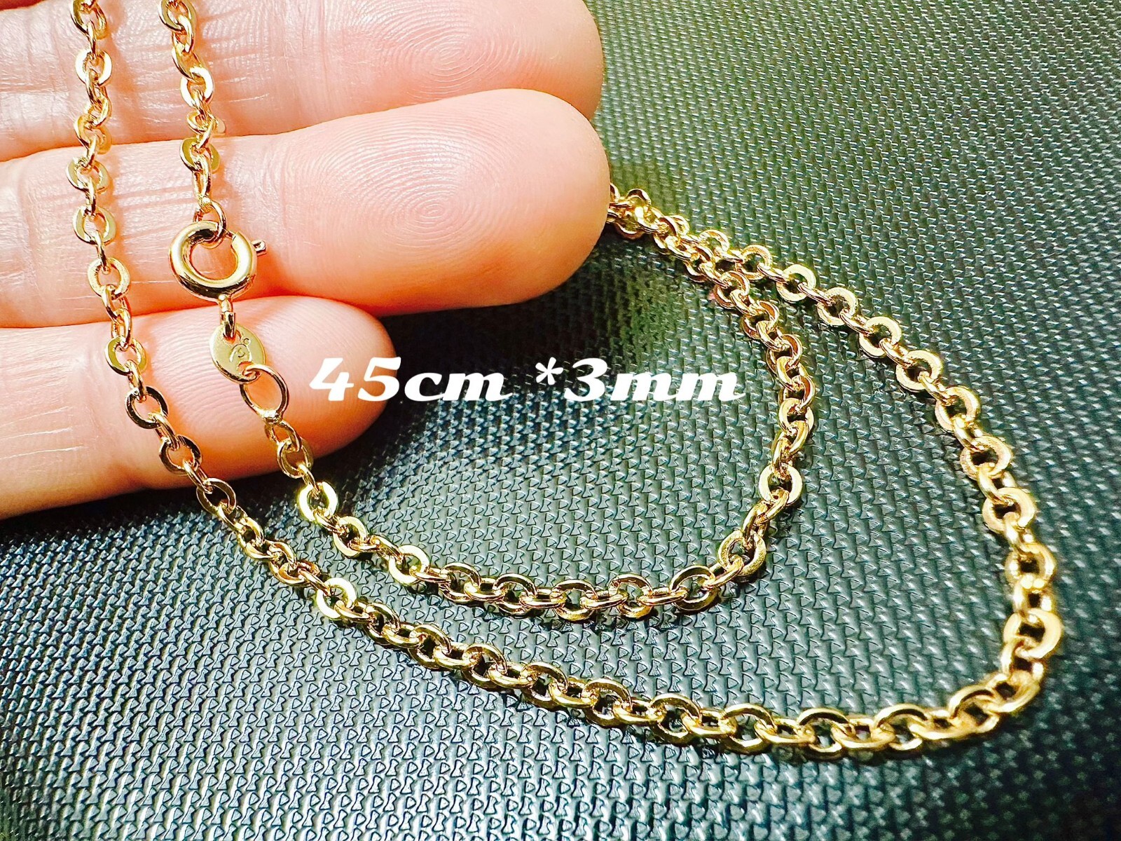 18k 18carat yellow gold plated Unisex Cable links Necklace all sizes W=1,2&3mm