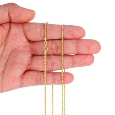 10K Yellow Gold 1.5mm Laser Diamond Cut Rope Chain Necklace Men Women 22″