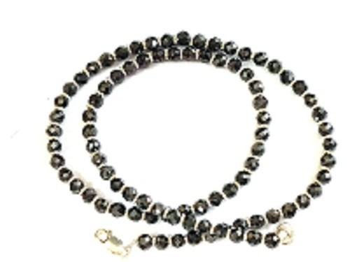 5 mm Black Diamond Necklace 20 inches Faceted Bead Silver Luster Shine Certified