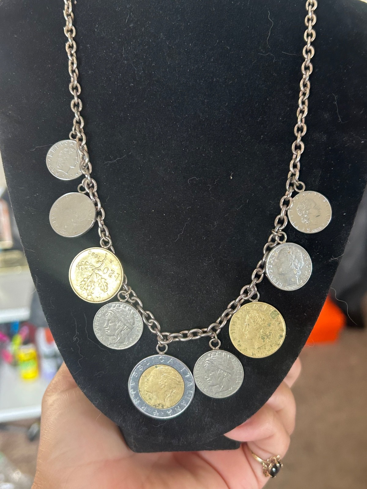 Sterling Silver Coin Replica Charm Necklace – 20 inches
