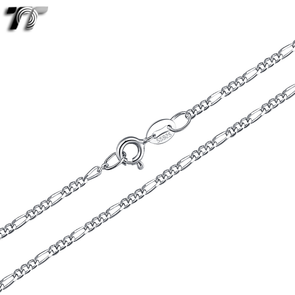 Quality TT RHODIUM 925 Sterling Silver 3+1 Figaro Link Chain Width 1.5-2mm(CS03)