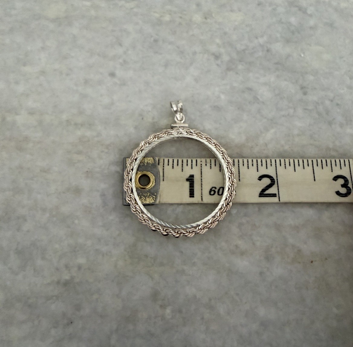 Large Sterling Silver 925 Coin Holder Bezel Pendant Rope Frame New