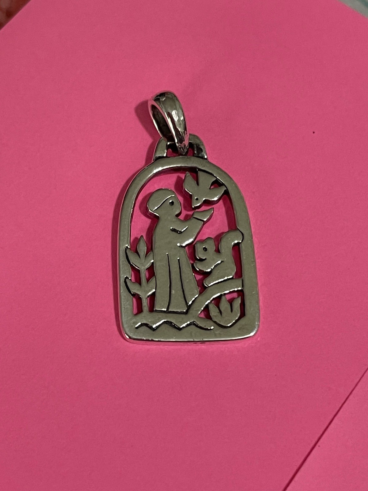 Retired James Avery St. Francis Loves The Animals Squirrel Dove Pendant/Charm