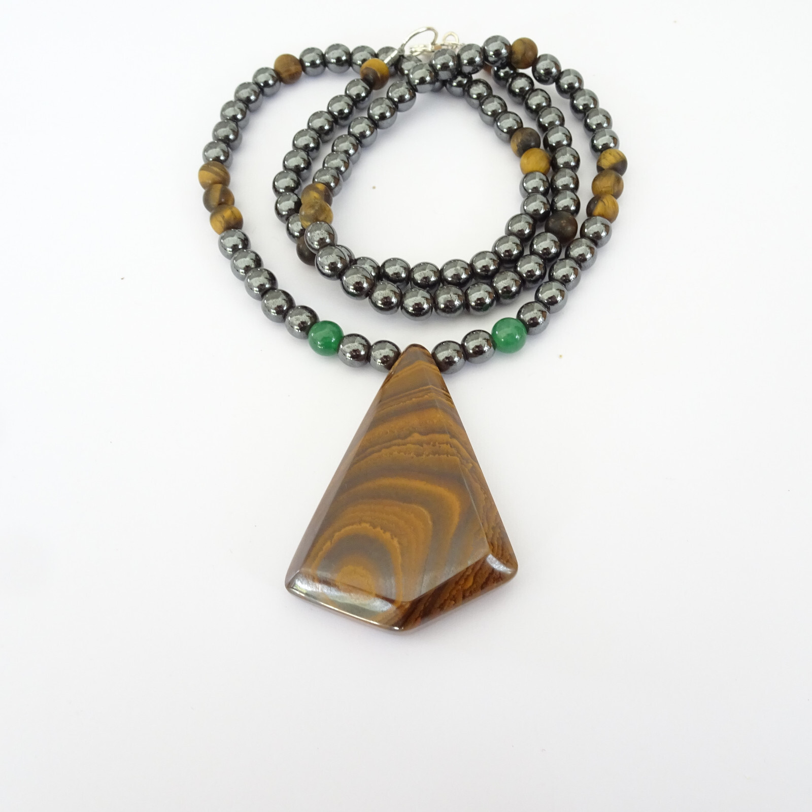 AUSTRALIAN BOULDER OPAL Beded Gemstone Necklace Hematite, Tiger Eye Unisex