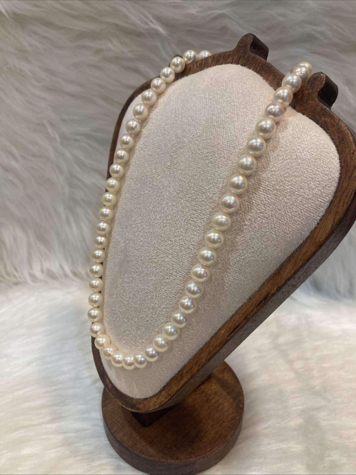 A01 Japanese Akoya Pearl Necklace 7.5-8mm 43cm Silver Clasp White Pearl