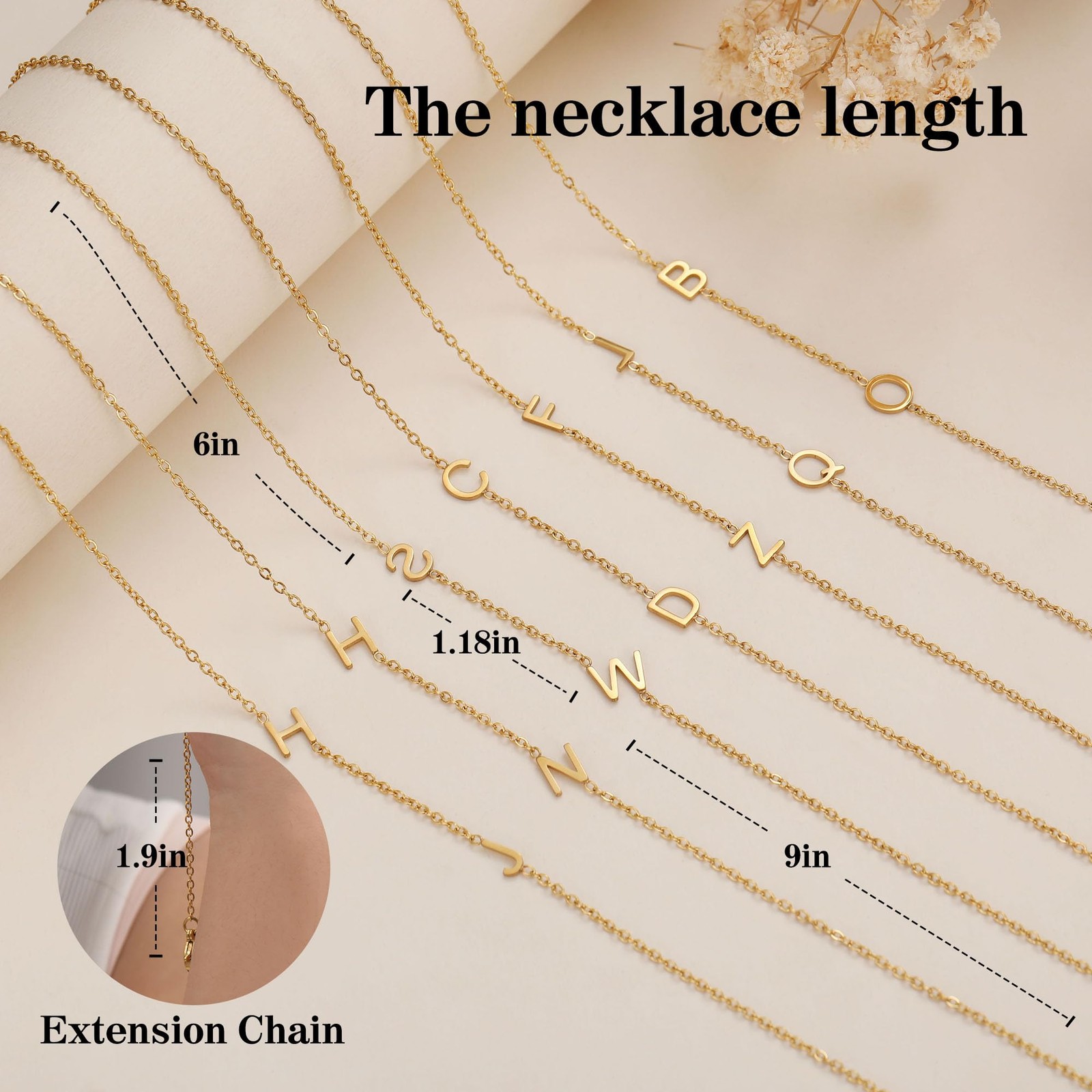 Women Stocking Stuffers for Adults Initial F Dainty Gold Necklace Sideways Choke