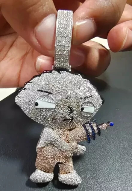 4.00Ct Round Cut Moissanite Cartoon Character Pendant 14K Two Tone Gold Plated